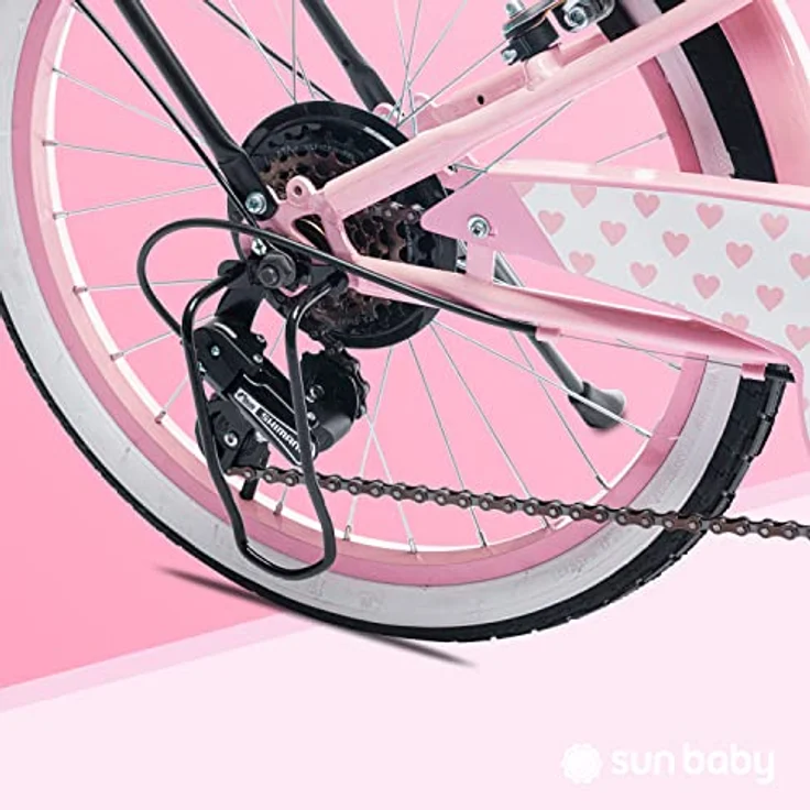 sun baby Mädchenfahrrad 20 Zoll Radgröße Heart Bike 6 Gang Shimano Kinderfahrrad für Mädchen von 6 bis 10 Jahre (Rosa, 20 Zoll) – Bild 4