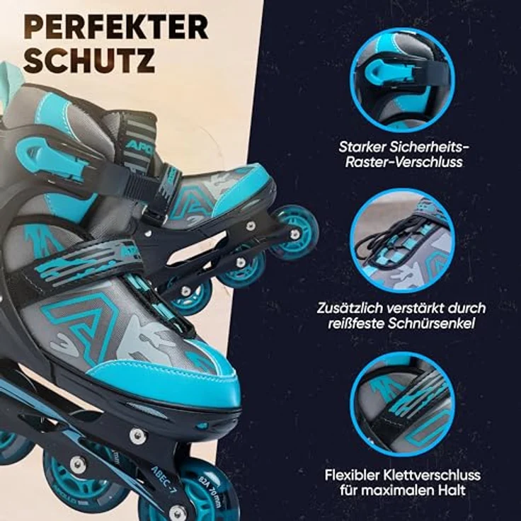 Apollo Champion, größenverstellbare Inliner für Kinder und Erwachsene mit LED Rollen, in Pink, Mint, Blau, Grün oder Schwarz – Bild 4