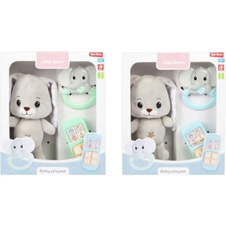 Toi-Toys Baby Kuscheltier Plüsch Kaninchen mit Rassel und Telefonspielzeug, weich und bunt