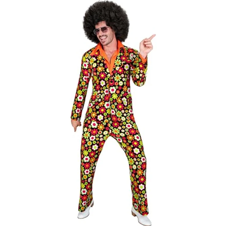 WIDMANN Kostüm 60er Jahre Anzug, Hippie Jackett und Hose, Flower Power Design, Größe L – Bild 1