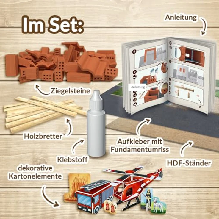 Trefl Brick Trick - XL - Feuerwache, Baukasten mit echten Ziegeln und Holz, umweltfreundliche Materialien – Bild 6