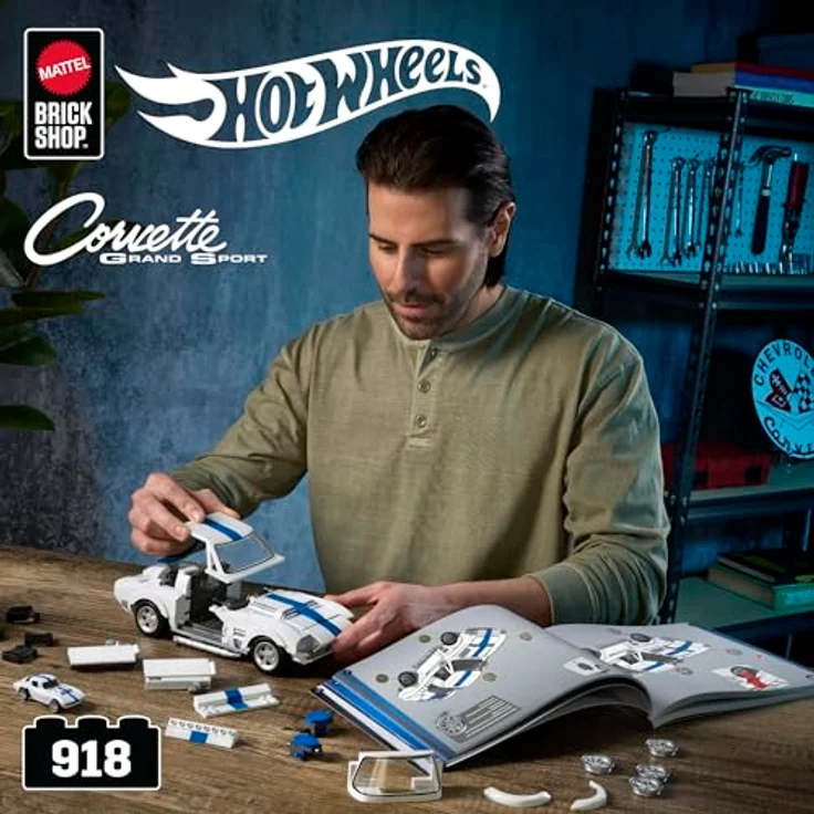 Mattel Brick Shop Elite Serie Corvette Grand Sport, Klemmbausteinset mit 898 Teilen für kreative Bauprojekte ab 10 Jahren – Bild 2