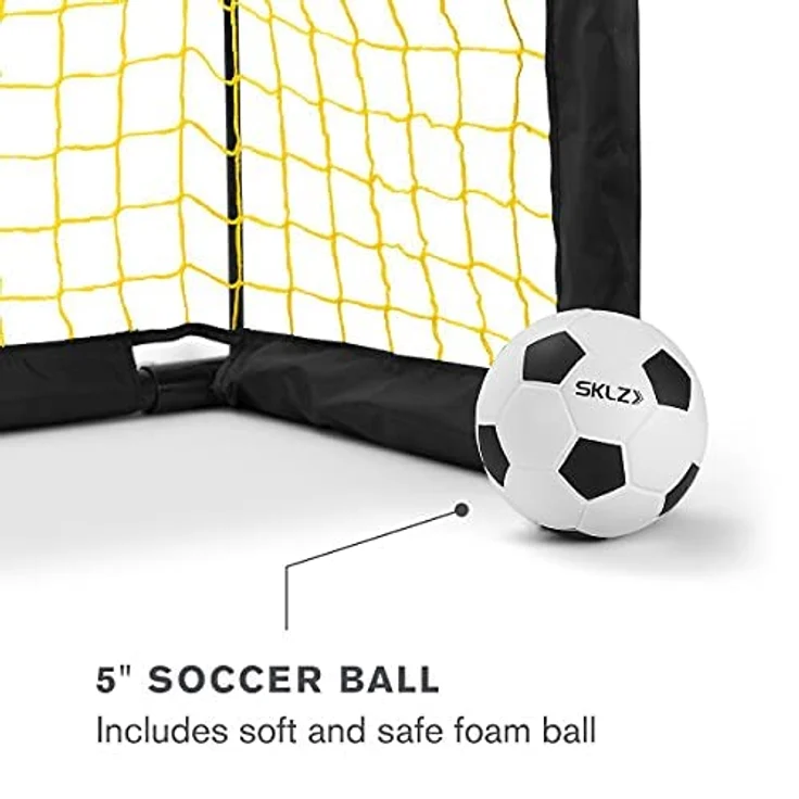 SKLZ Pro Mini-Tor, inklusive 12,7 cm weichem Ball, einfach zu montierender Rahmen, Weiß/Gelb – Bild 3