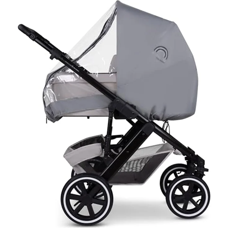 ABC Design 4 Seasons Pram - Grey, Kinderwagen Regenschutz mit einfachem Ein- und Ausstieg, integrierten Reflektoren und Transporttasche – Bild 4