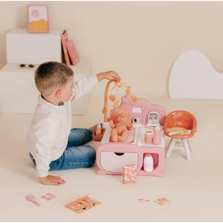 Smoby Baby Nurse Cocoon 3-in-1 Puppenmöbel, Spielset mit Pflege-, Schlaf- & Essbereich, inkl. 20 Zubehörteilen, für Puppen bis 42 cm, ab 3 Jahren – Bild 4