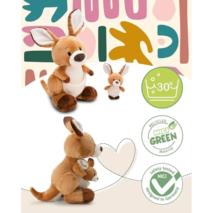 NICI Kuscheltier Känguru Kelly 25cm mit Kängurubaby 10cm - braun - Stofftier aus weichem Plüsch, niedliches Plüschtier zum Kuscheln und Spielen, für Kinder & Erwachsene - tolle Geschenkidee – Bild 3