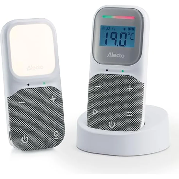 Alecto DBX140 - Full Eco Audio Babyphone mit DECT-Klangqualität, Display, Nachtlicht und Reichweite bis 300 m - Weiß/Grau – Bild 1