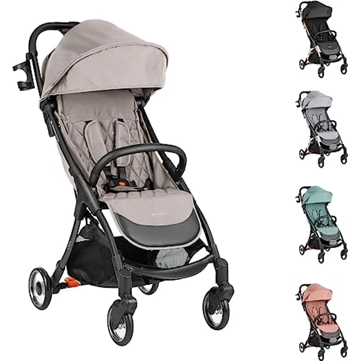 Kikkaboo Kinderwagen Buggy Cloe bis 22 kg Aluminiumrahmen faltbar Getränkehalter, Farben:braun