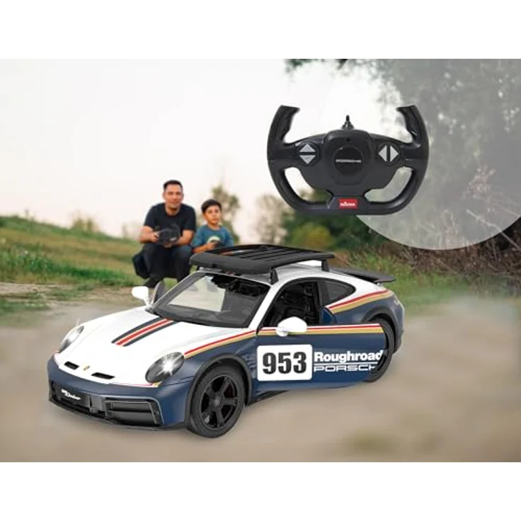Jamara Porsche 911 Dakar Performance 1:14 blau 2,4GHz Tür manuell - Ferngesteuertes Auto mit LED-Fahrlicht und originalgetreuem Design – Bild 7