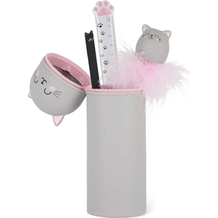 LEGAMI - 2-in-1 Weiche Silikontasche - Kawaii, Giraffe Schultasche, Tischstifthalter, Reißverschluss, Silikon, Stiftetasche Buntstifte Marker, H 18,5 cm, bunt – Bild 2