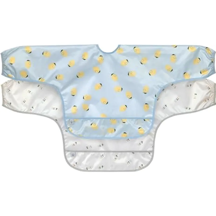 LÄSSIG Baby Langarmlätzchen Set (2 St.) Happy Fruits Lemon, wasserfest und pflegeleicht mit Auffangschutz