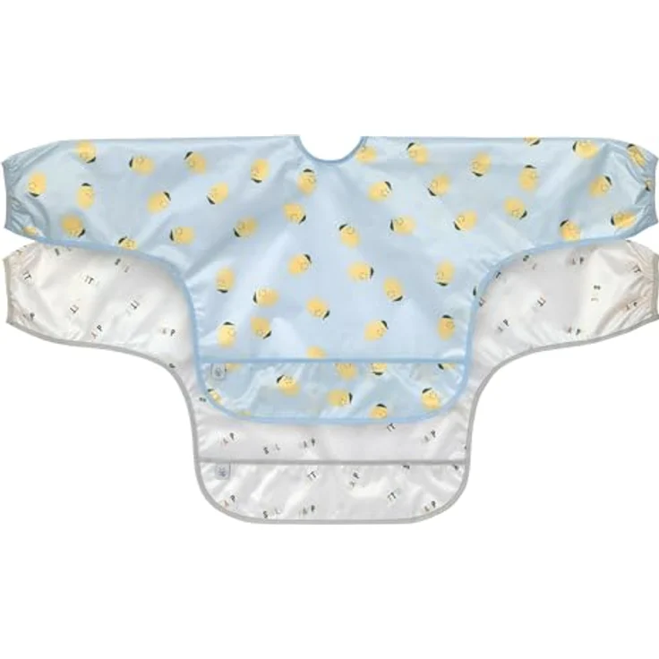 LÄSSIG Baby Langarmlätzchen Set (2 St.) Happy Fruits Lemon, wasserfest und pflegeleicht mit Auffangschutz – Bild 1