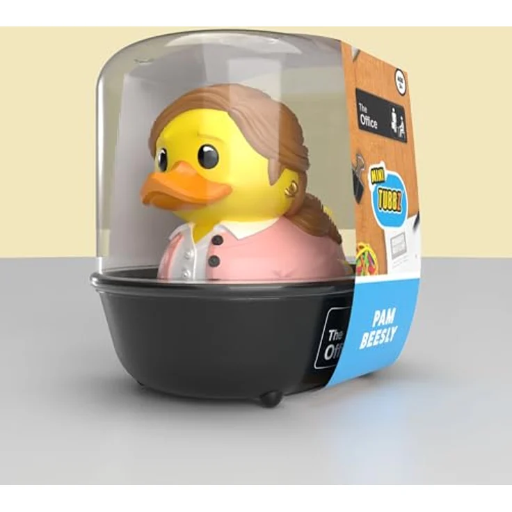 TUBBZ Mini: The Office - Pam Beesly Cosplay-Gummiente Vinyl-Figur, 5 cm groß, mit The Office-Logo in Mini-Badewanne – Bild 2