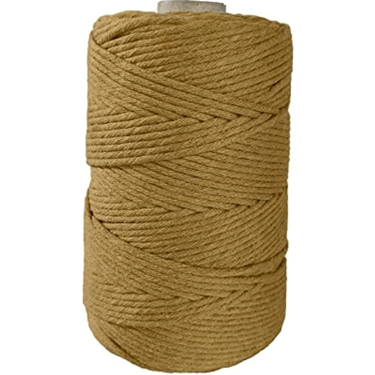 BooGardi Makramee Garn 100% Baumwolle - Senfgelb, 3mm x 200m - Bastelgarn, reißfest, geruchlos, vielseitig einsetzbar – Bild 5