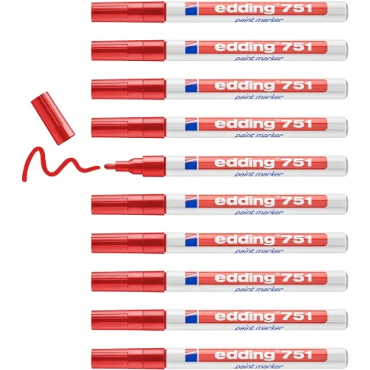 edding 751 Glanzlack-Marker, Permanentmarker mit 1-2mm Strichstärke, rot, wasserfest und extrem lichtbeständig – Bild 4