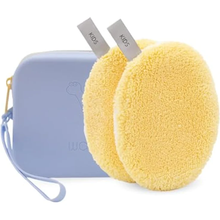 waschies "Travel Set Kids" nachhaltige & wasserabweisende Aufbewahrungstasche inkl. wiederverwendbarer Waschpads für Unterwegs, Pastel Yellow – Bild 1