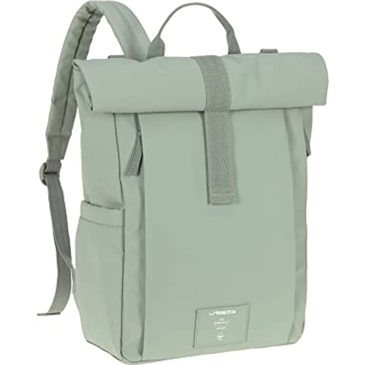 LÄSSIG Baby Wickelrucksack Wickeltasche Rucksack mit Wickelunterlage, nachhaltig produziert, Rolltop-Style, silver green – Bild 2