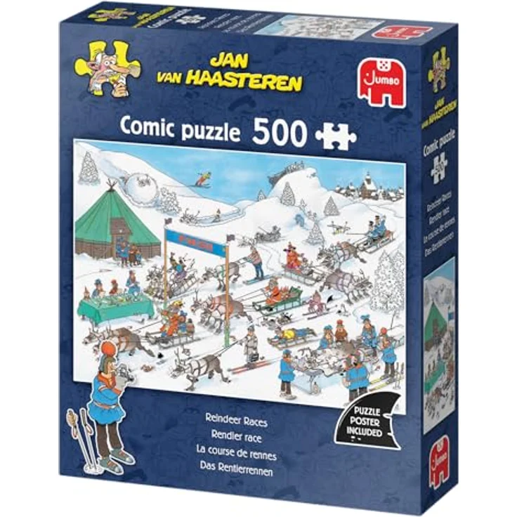 Jan van Haasteren Rentier Race, 500 Teile Puzzle aus 100% recyceltem Karton für Erwachsene – Bild 3