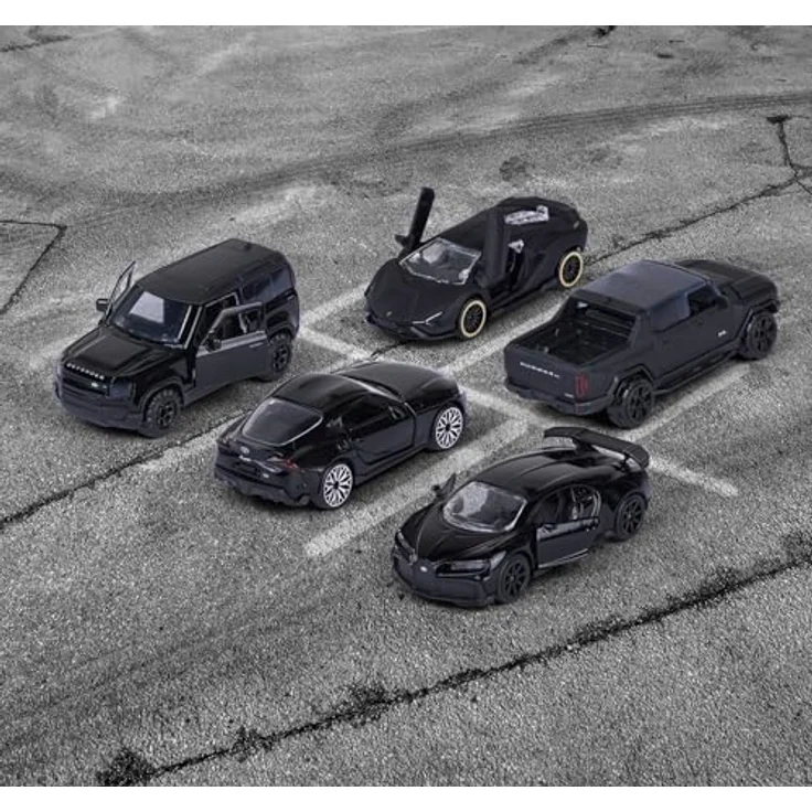 Majorette Auto-Set Black Edition, 5 schwarze Modellautos aus Metall mit Freilauf, Federung & zu öffnendem Teil, Spielzeugautos für Sammler und Kinder ab 3 Jahre, je 7,5 cm – Bild 5