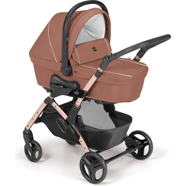 Cam il mondo del bambino 3in1 Kombi-Kinderwagen Fluido Easy, inkl. Babyschale, flexibles System, verschiedene Farben verfügbar