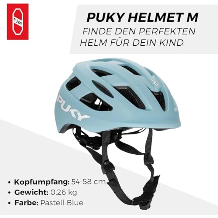 PUKY Helmet M Blau | Optimal für Kopfumfang 54-58 cm | Leicht & Belüftet | Robuster Polycarbonat & EPS-Schaum Schutz | Licht-Modul & 360° Sichtbarkeit | Stylisches Design & Farboptionen – Bild 3