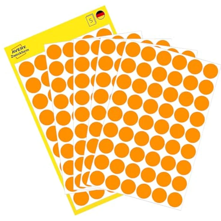 AVERY Zweckform Klebepunkte leuchtorange Ø 12,0 mm, selbstklebend, 270 Stück – Bild 1
