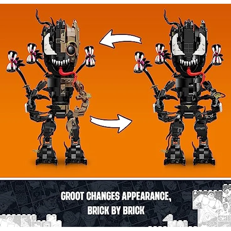 LEGO 76249 Marvel Groot-Figur, Noir, 630 Teile - Bauen, spielen und ausstellen mit beweglicher Venom-Verwandlung – Bild 4