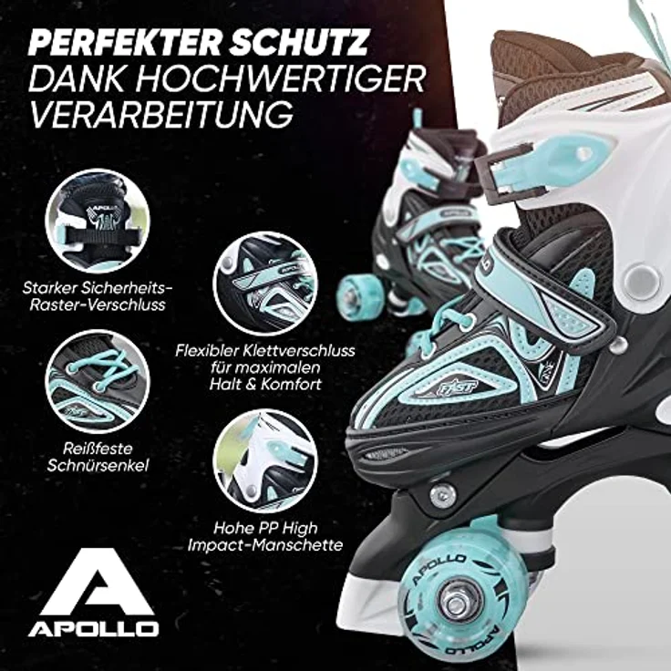 Apollo Super Quad X Pro LED Rollschuhe für Kinder | verstellbar | bequeme Softboots | Größen 31 - 42 – Bild 4