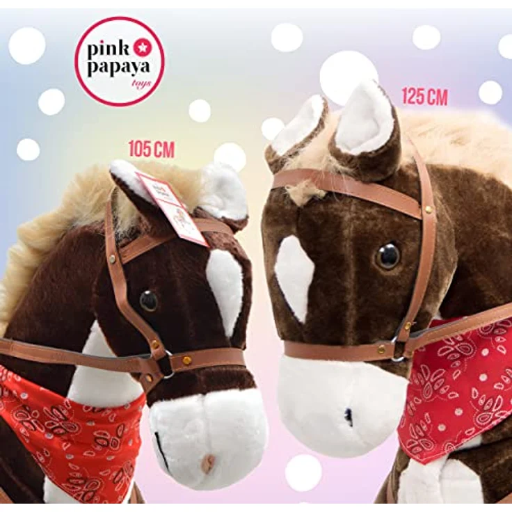 Pink Papaya Giant XXL Kinder Spielpferd zum Reiten Max 125 cm | Plüschpferd | Fast lebensgroßes Pferd zum Reiten für Kinder | Stehpferd bis 100kg belastbar mit Sounds – Bild 6