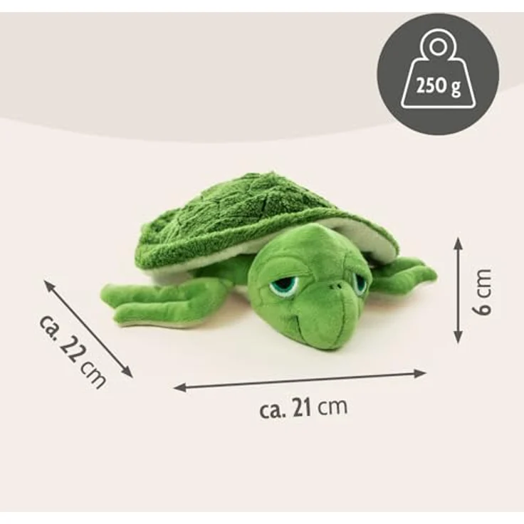 Habibi Midi Wärmekissen Wasserschildkröte, Hirsefüllung für Babys und Kinder, Mikrowellen-erwärmbar, kuscheliger Plüsch-Flanell, 22x21x6 cm – Bild 4