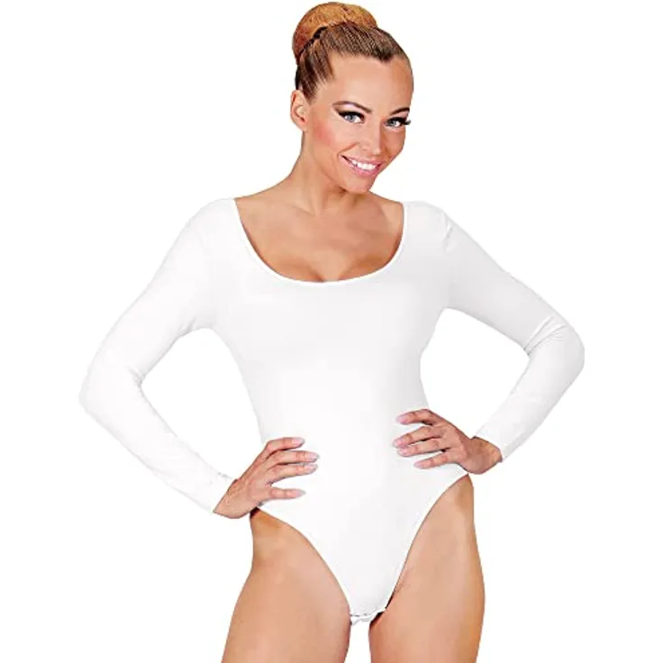 W WIDMANN MILANO Party Fashion Kurzer Damen Body, figurbetont mit langen Ärmeln und Knopfverschluss, Größe XL, ideal für Karneval und Tanzperformances