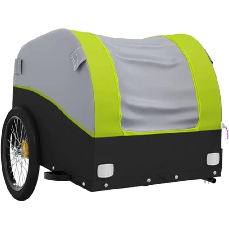 vidaXL Fahrradlastenanhänger Fahrradanhänger Schwarz und Grün 45 kg Eisen, Robustes Material und Cleveres Design – Bild 4