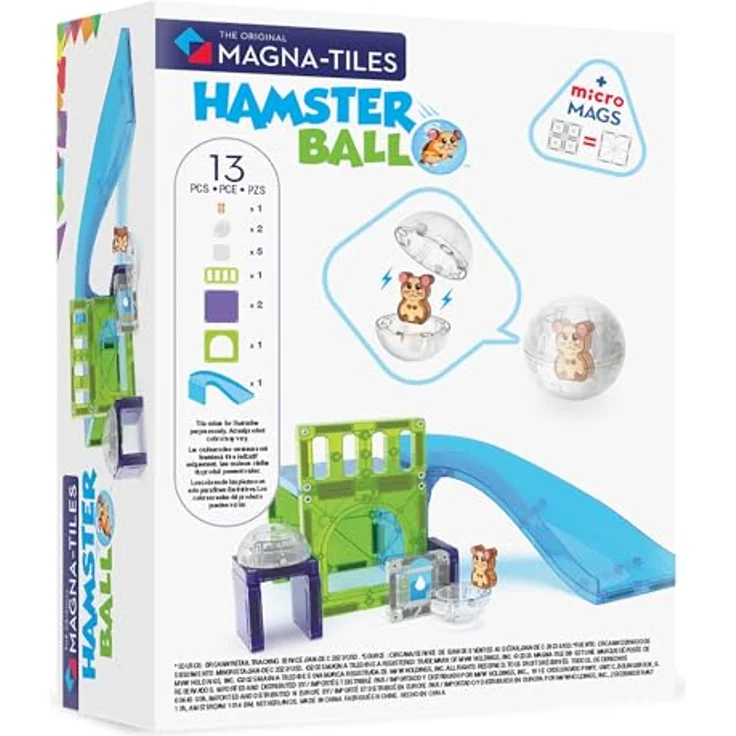 MAGNA-TILES® Hamsterball 13-teiliges Magnetbauset mit Hamsterfigur und rutschendem Element für kreative Spielideen, farbenfroh – Bild 2