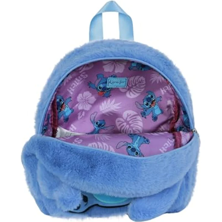 Disney Lilo und Stitch Heart-Plush Rucksack, Blau mit weicher Plüschstruktur und verstellbaren Schulterriemen – Bild 4