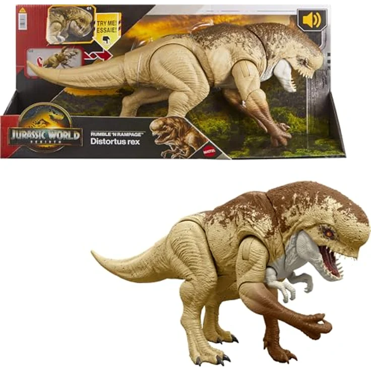 Mattel® Actionfigur Jurassic World D-Rex, mit Beiß-Angriff und Brüllgeräusch, bewegliche Gelenke – Bild 1