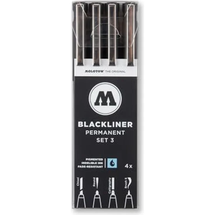 MOLOTOW BLACKLINER SET 3, Fineliner-Set schwarz mit 4 Stiften, dokumentenecht, 0,005-1,0 mm Strichstärke – Bild 5