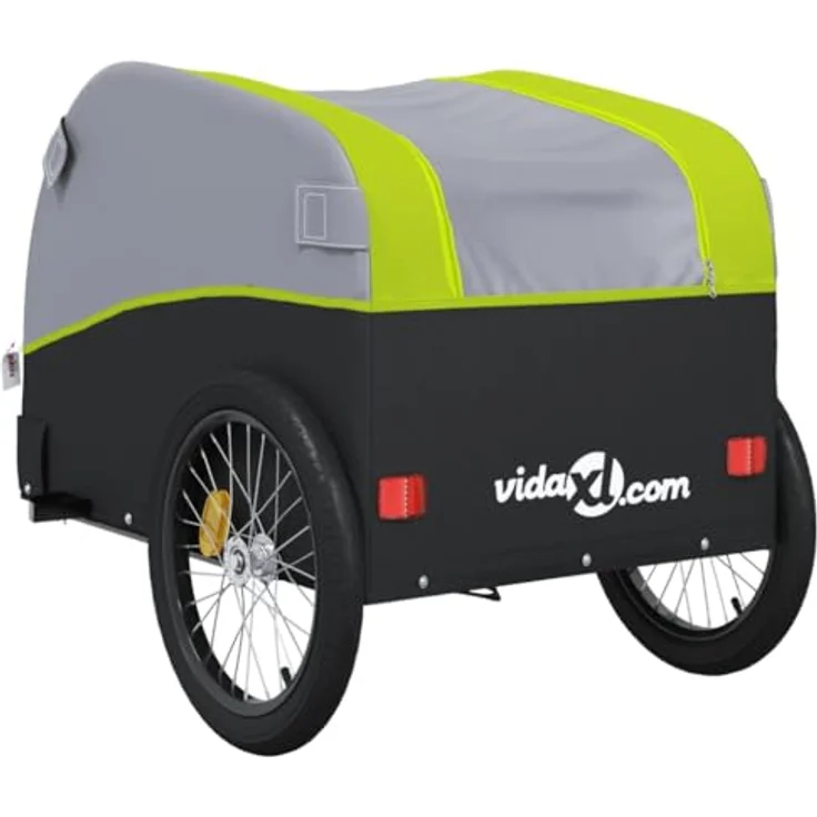 vidaXL Fahrradlastenanhänger Fahrradanhänger Schwarz und Grün 45 kg Eisen, Robustes Material und Cleveres Design – Bild 8