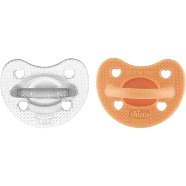 Chicco PhysioForma Luxe Silikon Schnuller, 6-16M, Grau-Orange, unterstützt die physiologische Atmung, fördert die Mundentwicklung, 2 Stück – Bild 1