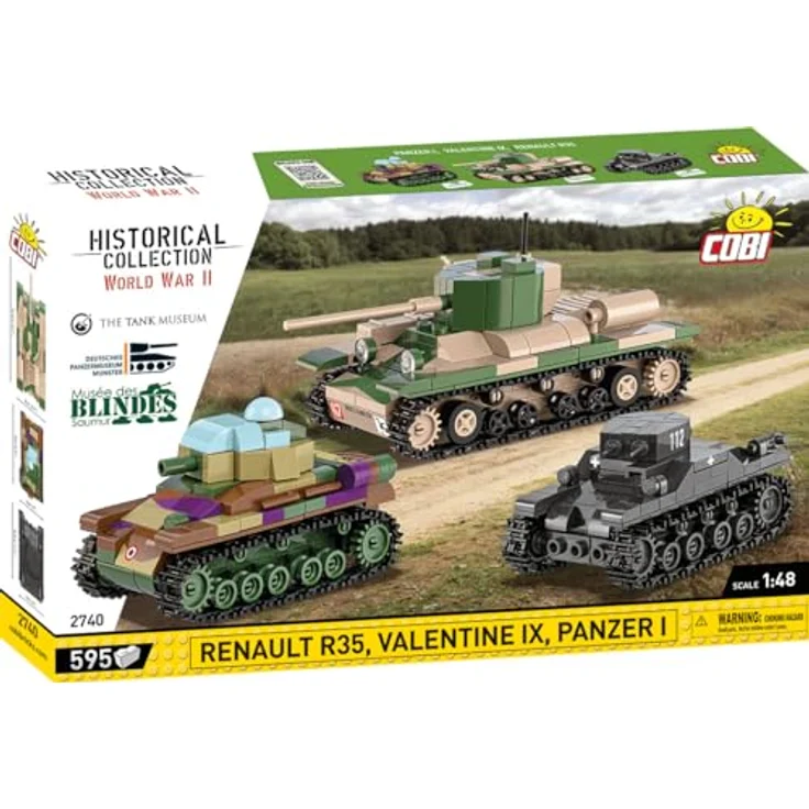 Cobi 2740 EXECUTIVE Museum Set - PAZER I, Valentine IX, Renault R35, 1:48 Modelle historischer Panzer, 595 hochwertige Elemente – Bild 1