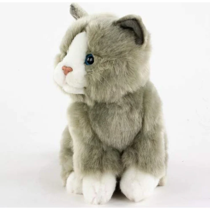 Uni-Toys Kuscheltier Katze Lilly sitzend grau weiß 30 cm Plüschtier - kuschelweicher Plüsch, hochwertige Qualität – Bild 2
