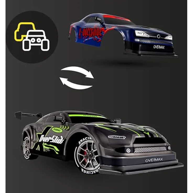 Overmax X-OVERSLIDE, Ferngesteuertes RC Drift-Auto, 1:16, 20 km/h, 4WD-Antrieb, 2 Akkus 500 mAh, Hindernisse Set, Extra Gehäuse – Bild 3