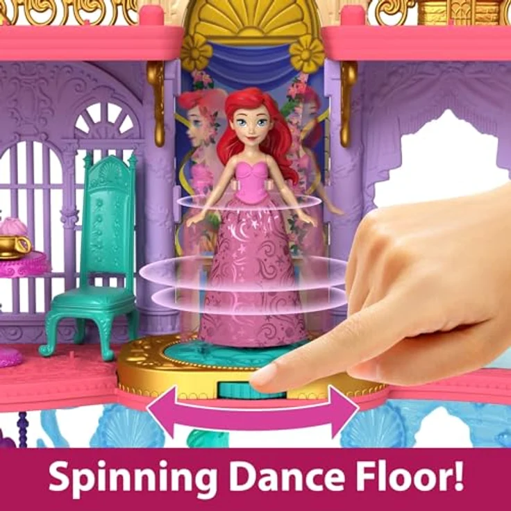 Disney Prinzessin Arielle - Land und Meeresschloss im Puppenhaus-Spielset, 31,1 cm hoch, 6 Spielbereiche, Fabius-Figur, Arielle-Puppe mit 2 Moden, stapelbar, für Kinder ab 3 Jahren, HLW95 – Bild 3