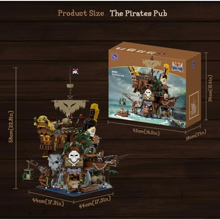 Pantasy The Pirates Pub, Klemmbausteine Set mit 2800 Teilen und 4 Minifiguren, 58 cm hohe Piraten-Taverne im Schiffswrack-Stil – Bild 7