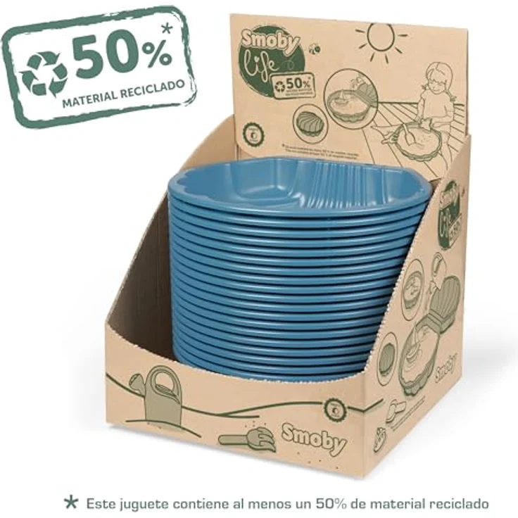 Smoby Green Doppel-Sandmuschel, Sand- und Wasserspielzeug aus recyceltem Kunststoff, 70 x 35 cm, geeignet für Kinder ab 18 Monaten – Bild 4