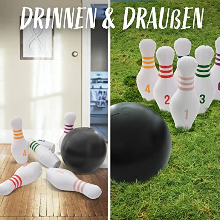 Ocean 5 Aufblasbares riesen Bowling-Spiel | Bowling Set für Kinder | 1 Bowling Ball mit sechs 68,5cm hohen Bowlingkegeln | inklusive Pumpe und Reparaturflicken | aufblasbares Kegelspiel | Outdoor Game – Bild 5