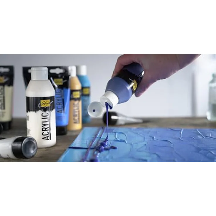 KREUL Solo Goya Acrylic, Acrylfarbe in Weiß, 250 ml Flasche, hochpigmentiert, schnell matt trocknend, gut deckend, wasserfest – Bild 3
