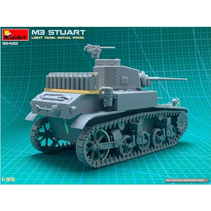 Other 1:35 M3 Stuart leichter Panzer, Modellfahrzeug mit beweglichen Kettengliedern und Decals für vier Varianten – Bild 4
