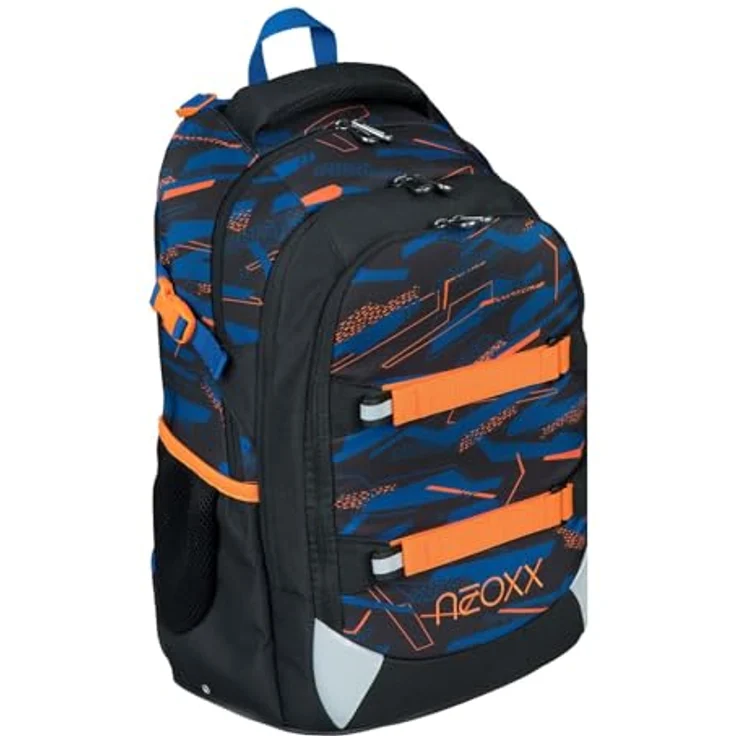 neoxx ACTIVE Pro Streetlight Runner, Schulrucksack aus recycelten PET-Flaschen mit 3 Fächern, Geheimfach, höhenverstellbaren gepolsterten Trägern, Volumen ca. 30 Liter, robuste und reflektierende Oberflächen – Bild 2