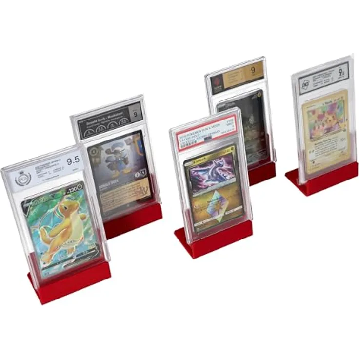 Feldherr 5er Set Kartenständer für Graded Cards und Slabs, kirschrot, mit optimalem Neigungswinkel von 10°