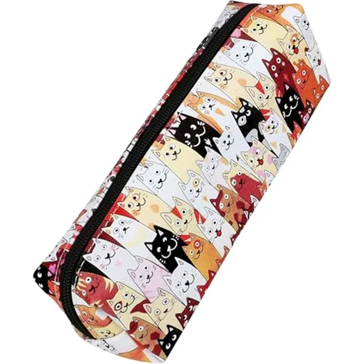 Online Federmäppchen Katzen I Stylische Federtasche für Mädchen & Jungen, ideal für Schule, Uni & Büro I Schlampermäppchen mit praktischem Reißverschluss zur Aufbewahrung von Stiften & Kosmetik